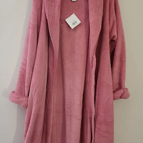 Anne Lewin New York Plush Fleece Bathrobe with Belt Size: L Color: Pink - Picture 13 of 13